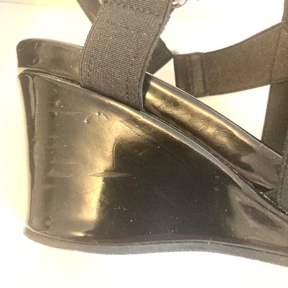 Impo Black Stretch Strappy Wedge Sandals/ Size 8M/ Comfortable Elastic Straps - Picture 8 of 9
